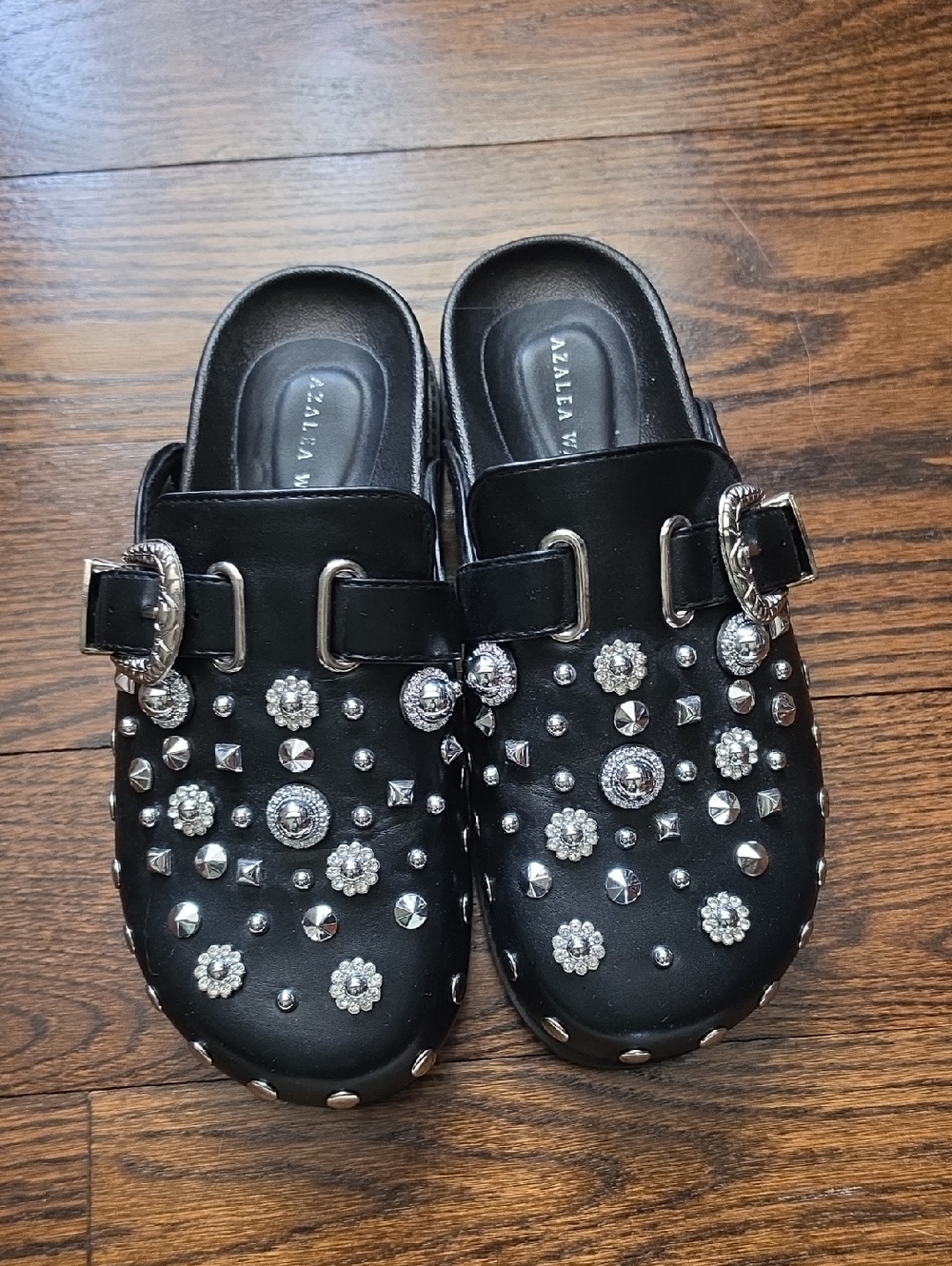 Azalea Wang Black Embellished Mule Clogs